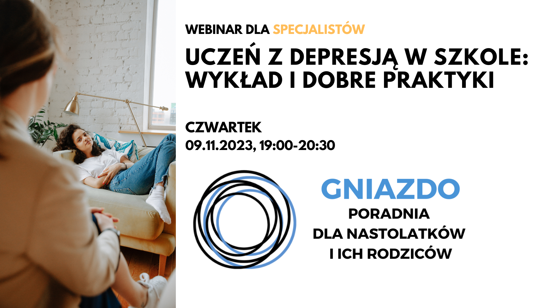 Uczeń z depresją w szkole: Wykład i Dobre Praktyki – 09.11.2023